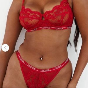 Lounge Blossom Balcony Bra & Thong Set red